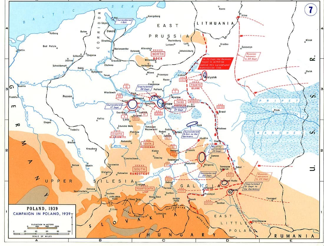 Polish Campaign - Operations - September 14 and afterwards. This map does not include Slovak Army activity in the South of Poland.