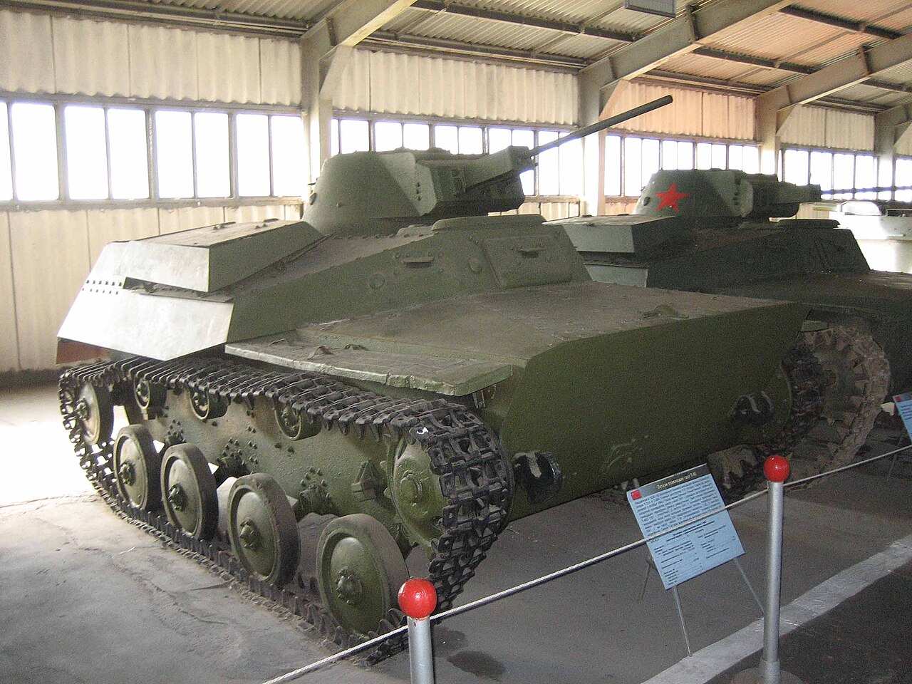 Soviet light infantry tank T-40, displayed in Kubinka Tank Museum. Photo taken on September 23, 2006. Source: Photo by me, User:Saiga20K.