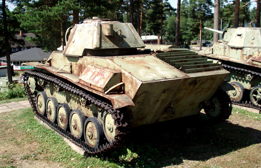 Soviet T-70 light tank, displayed in Finnish Tank Museum (Panssarimuseo) in Parola. The main gun is missing. Photo taken on July 14, 2006. Source: Photo by me, User:Balcer.