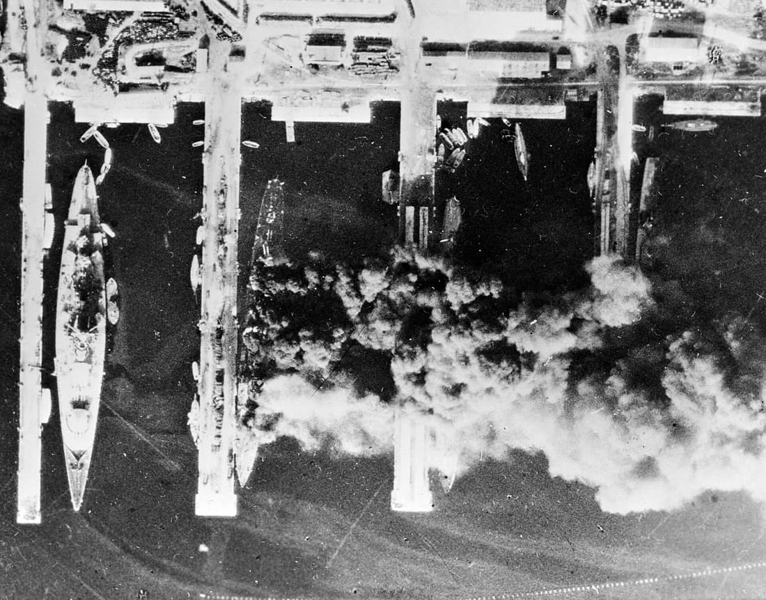 The scuttled French fleet at Toulon: aerial pictures. On 28 November 1942, the day after the scuttling and firing of the ships of the French fleet in Toulon harbour, photographs were taken by the Royal Air Force. Many of