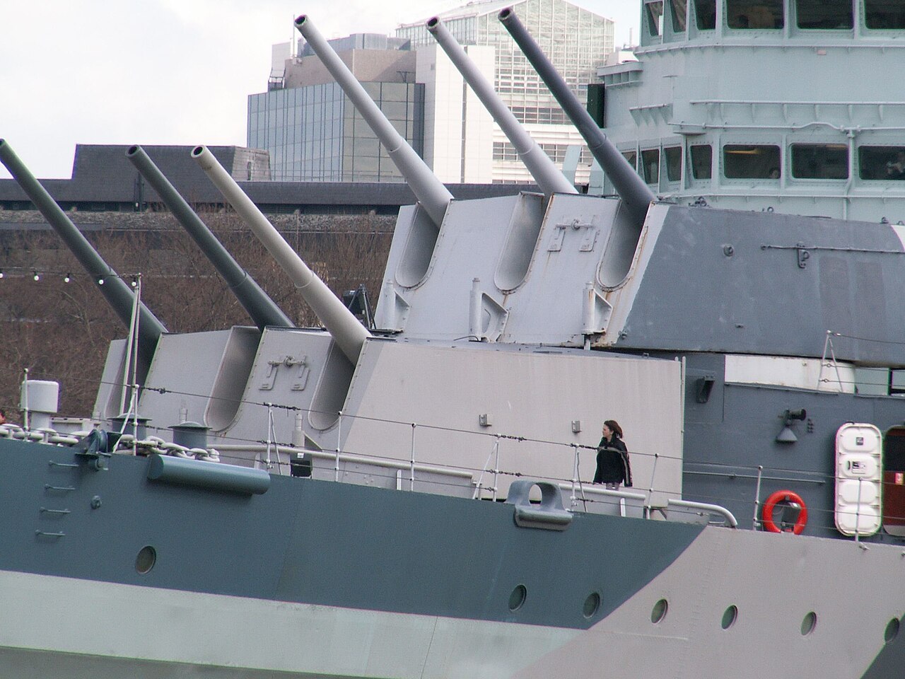 The two 6 inch turrets of HMS Belfast, London