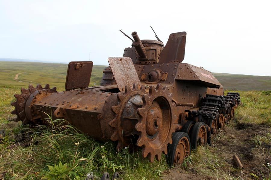 Rusted Chi-ha tank on Shumshu island