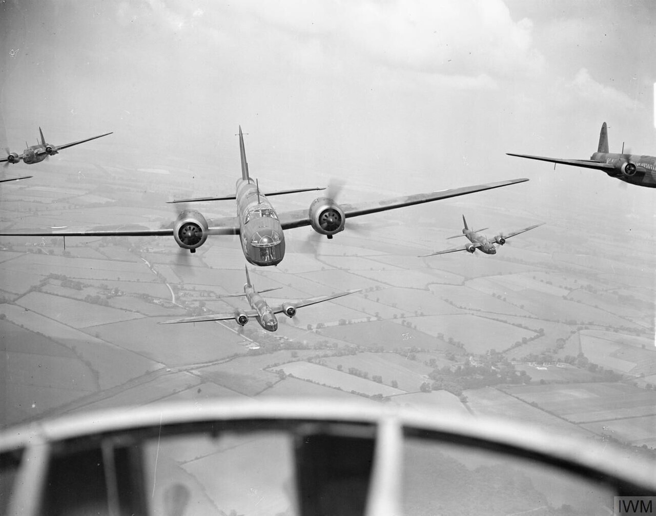 9 Squadron RAF Vickers Wellingtons flying in formation in WW2.