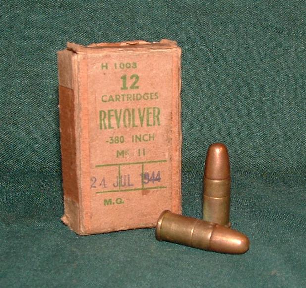 A box of WWII dated .380" Revolver Mk II cartridges Photo taken by Commander Zulu, July 2006
