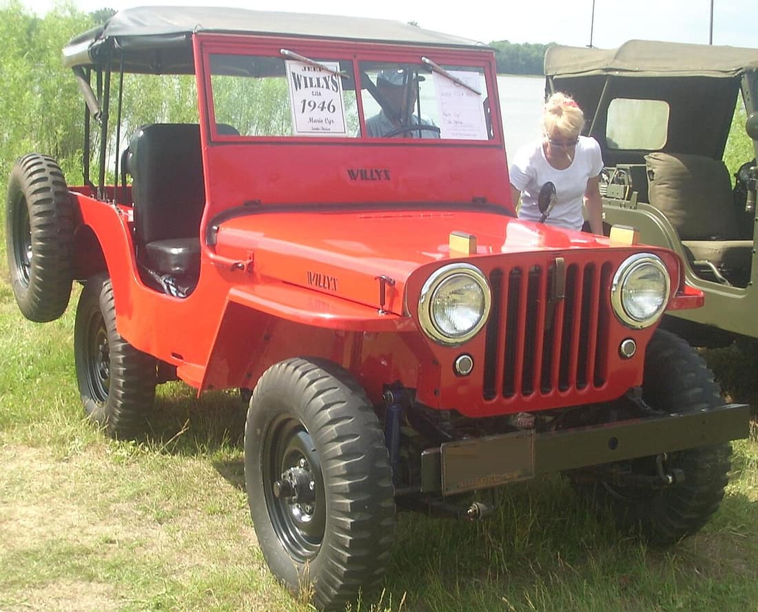 1946 Jeep CJ photographed in Laval, Quebec, Canada at Auto classique Laval 2010.