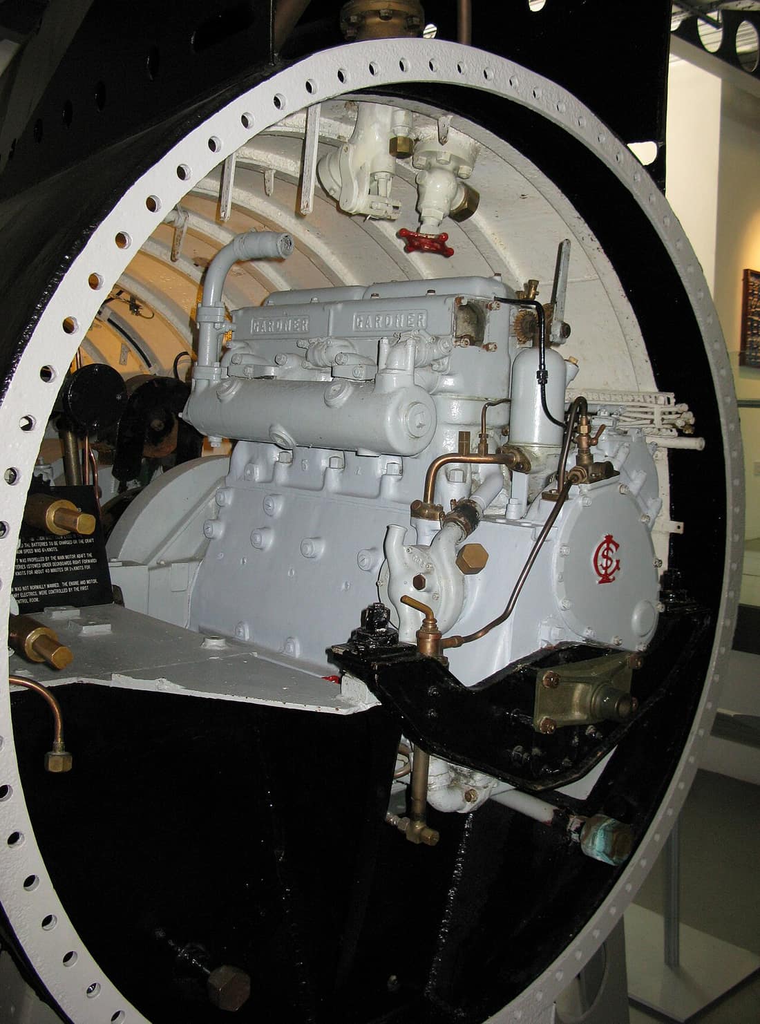 Photo of the engine of the X-24 X-craft midget submarine