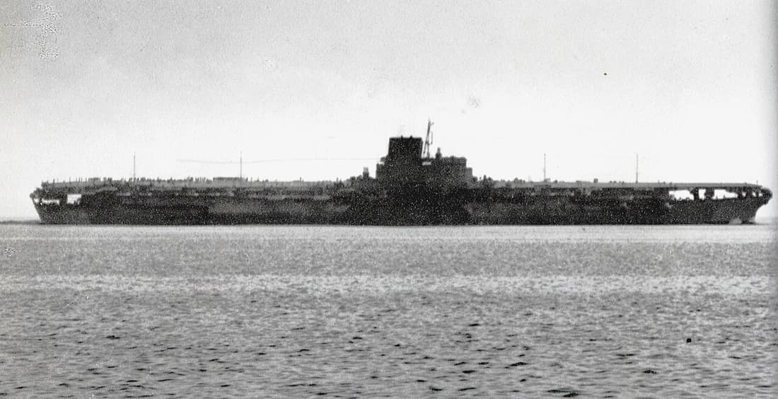 Japanese aircraft carrier Shinano underway during her sea trials.