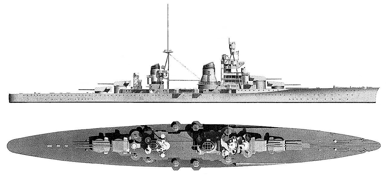 Drawing of a Zara-class cruiser